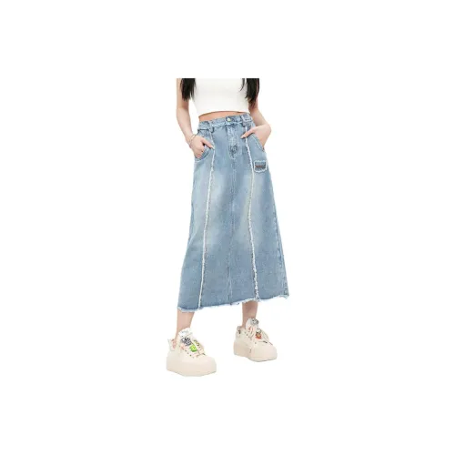 RA&RN Denim Long Skirts Women's Blue