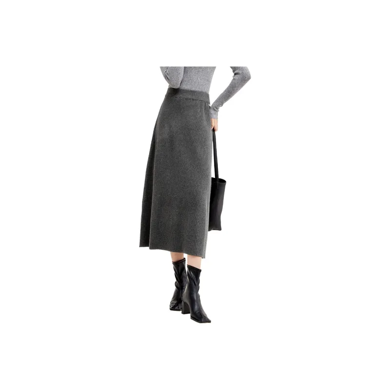 SENTUBILA Knit Long Skirt Women's Gold Brown-13