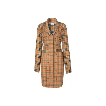 Burberry Long-Sleeved Dresses Women's Khaki
