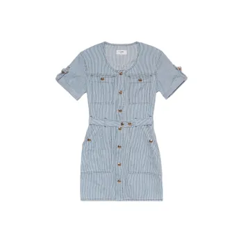 Celine Wideneck Buttoned Denim Dress