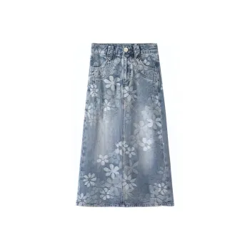 HIPPIEMISS Denim Long Skirts Women's Blue
