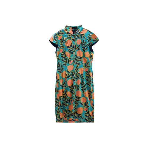 Insect Short-Sleeved Dresses Women's Velvet Floral