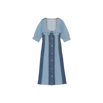 GANNI Short-Sleeved Dresses Women's Blue