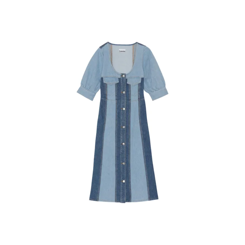 GANNI Short-Sleeved Dresses Women's Blue-0
