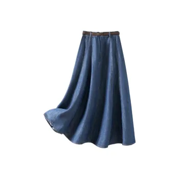 IHIMI Denim Long Skirt Women's Denim Blue