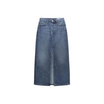ZARA Denim Long Skirts Women's Medium Blue