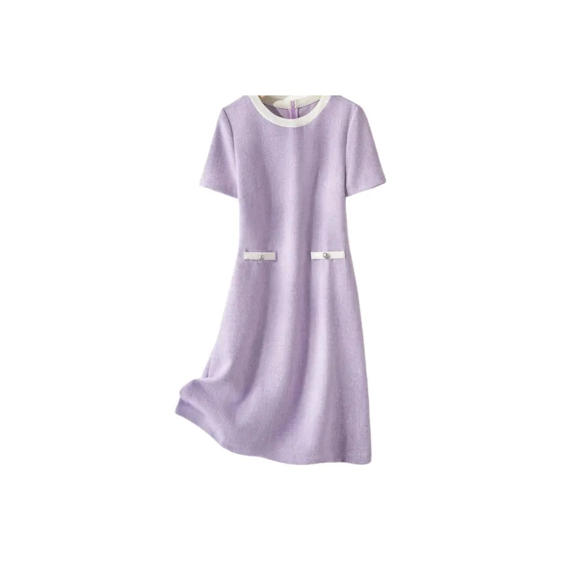 IHIMI Short Sleeved Dress Women's Light Purple-0