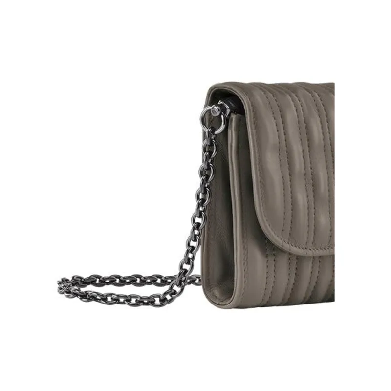 LONGCHAMP Brioche Lambskin Crossbody Bag Shoulder Bag Wallets Women's Gray-4
