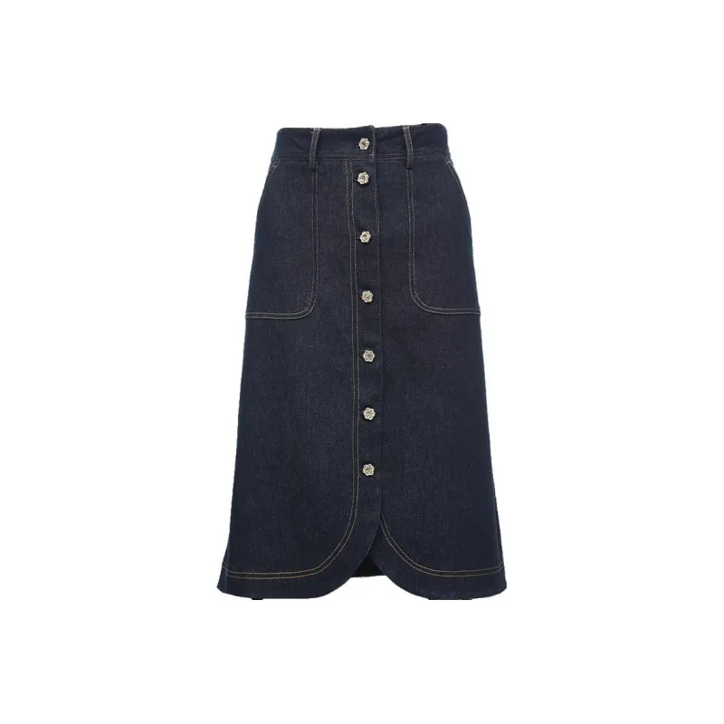 ONLY Denim Long Skirts Women's J36 810 Washed Denim Blue 810JEANS BLUE-0