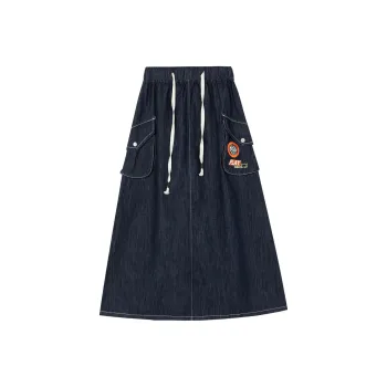 B.Duck Denim Long Skirts Women's Dark Blue