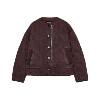 ZARA ZW Series Puffer Jacket Women's Deep Maroon