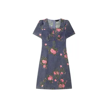 LOUISY AO Short Sleeved Dresses Women's Blue Floral