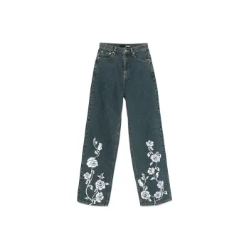Rotate Rose Printed Straight Leg Jeans