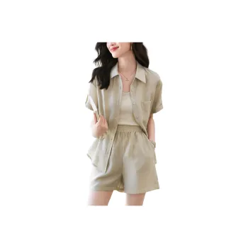 Mo Han Yi Mei Shirt Matching Set Women's Khaki