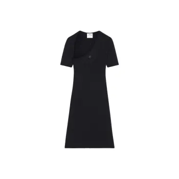 COURREGES Mini Slash Rib Knit Flared Dress