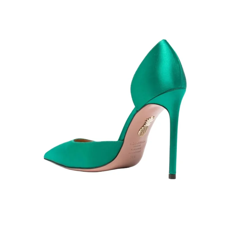 AQUAZZURA Very Bow Tie Slim Heel High Heels 10.5cm Women's Green-3