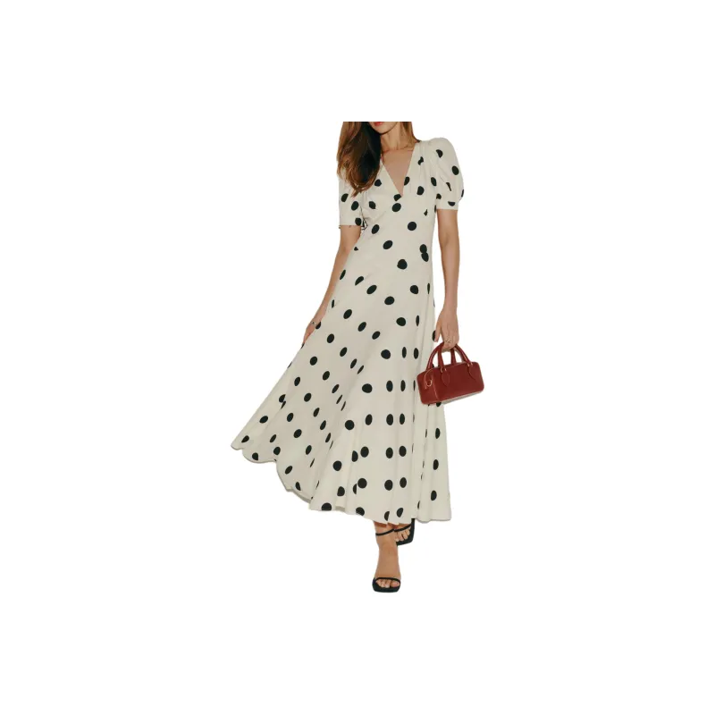 REFORMATION Naira Dress Short-Sleeved Dresses Women's Ecru-0