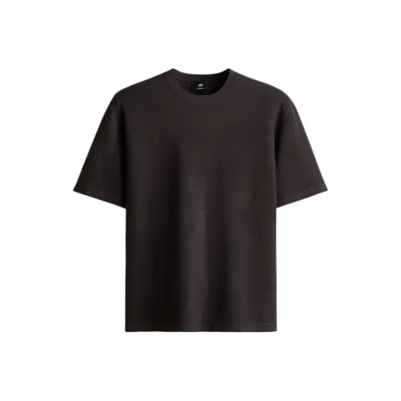 H&M T Shirts Men Dark Brown-0