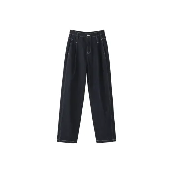 Fstudio Fall And Winter Slimming Straight Fit Casual Jeans Women's Navy Blue