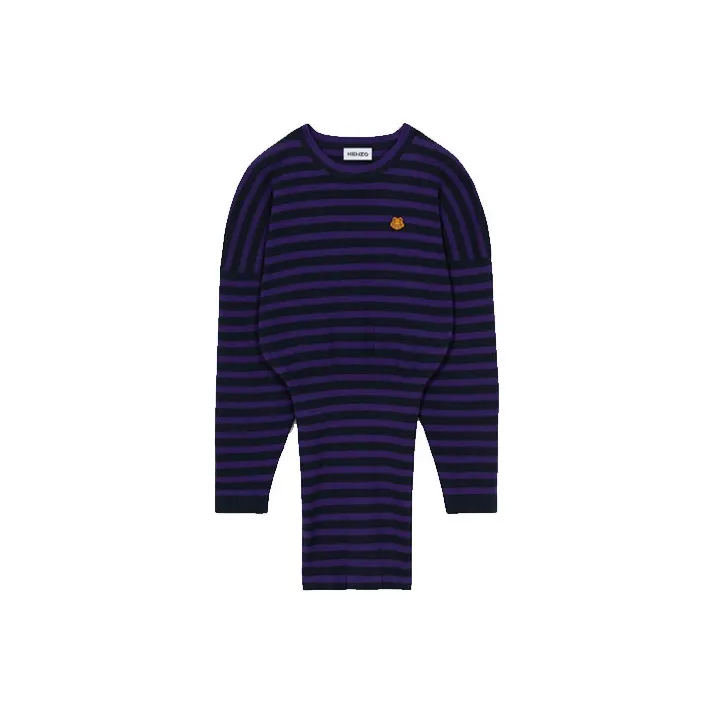 KENZO Logo Patch Striped Mini Dress-0