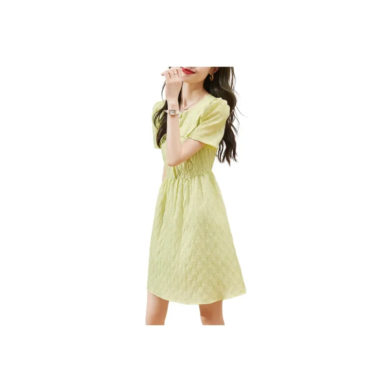 Mo Han Yi Mei Short Sleeved Dresses Women's Green-0