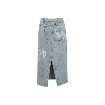 Feng Chen Wang Denim Long Skirts Women's Blue