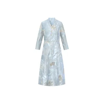 BBLLUUEE Long Sleeved Dress Women's Aqua Blue