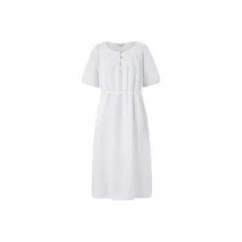 E.land Short Sleeved Dresses Women's Ivory White