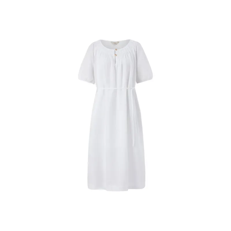 E.land Short Sleeved Dresses Women's Ivory White-0