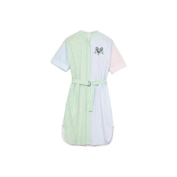 LACOSTE Short Sleeved Dresses Women's Red Blue Stripes