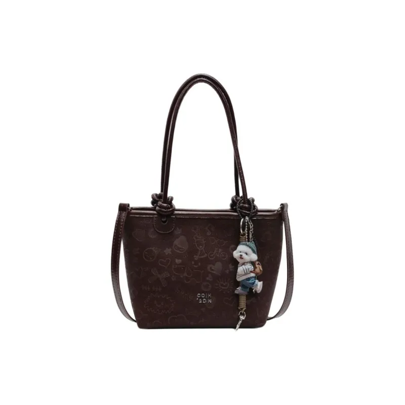 TOUTSEUL YOLO PU One Shoulder Handbag Women's Ecru/Coffee/Black-5