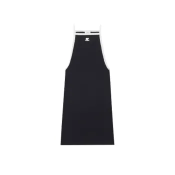 COURREGES Light Rib Contrast Dress 'Black/Heritage White'