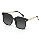 Black Gold Frame with Black Gray Lens UV400[Eyeglass Case Three-Piece Set]