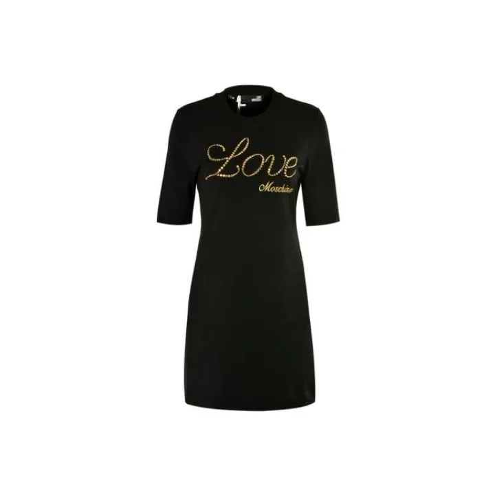 MOSCHINO Sprint Love Short-Sleeved Dresses Women's Black-0