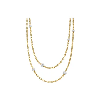 David Yurman 18kt Yellow Gold Dy Madison Beaded Diamond Necklace 3mm