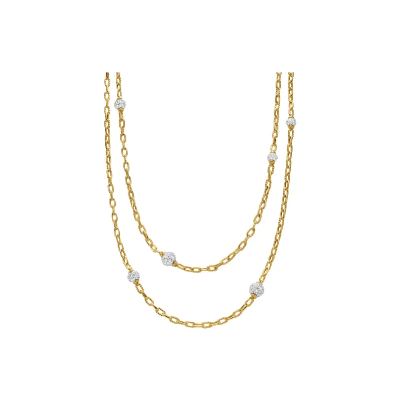 David Yurman 18kt Yellow Gold Dy Madison Beaded Diamond Necklace 3mm-0