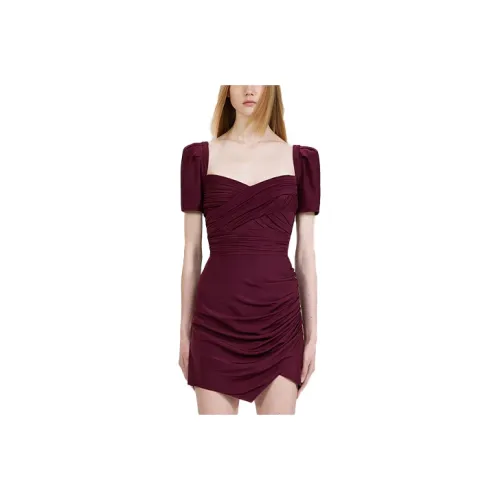 Self portrait SS22 Short Sleeved Dress Women's Dark Burgundy
