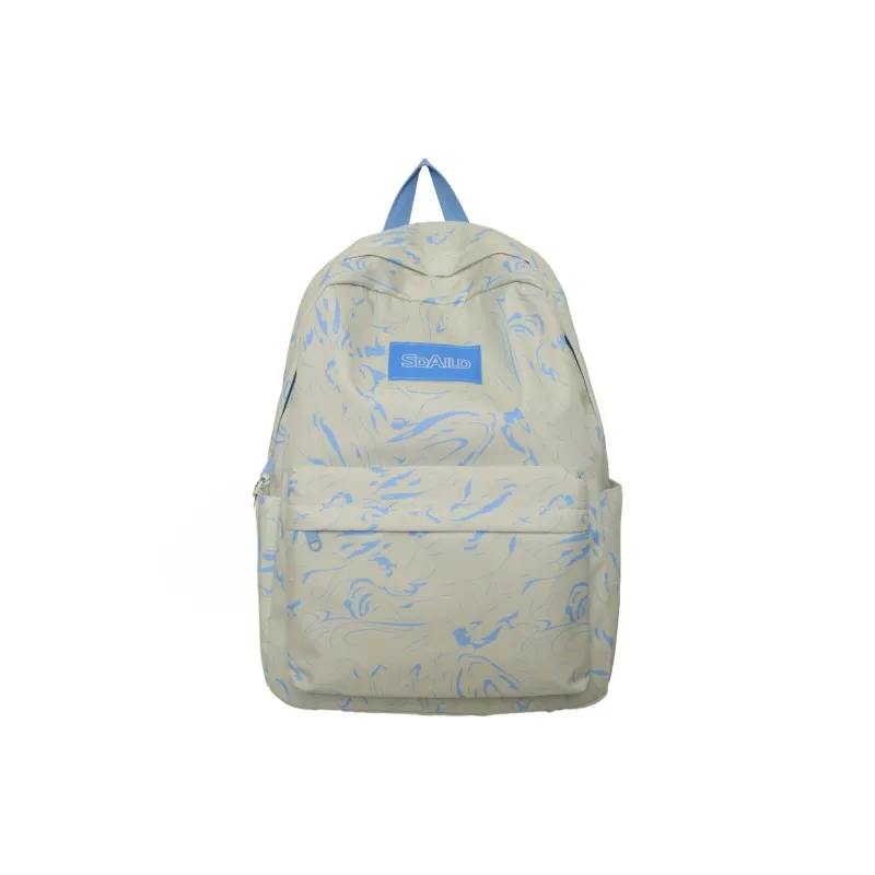 AIBAG Nylon Backpack Large Size Unisex Ecru/Black/Pink/Light Blue/Sky Blue-14