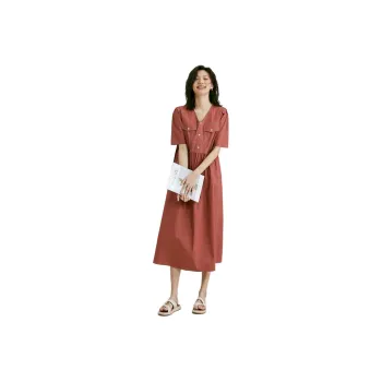 【dme】 Short Sleeved Dresses Women's Orange Red