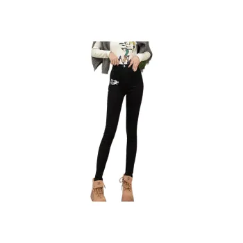 KULAIYA Jeans Women's Black Pants With Print