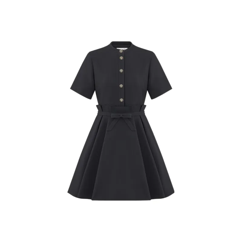 DIOR Short Sleeved Dress Women's Black-0