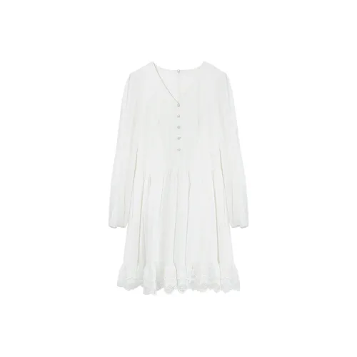 Eggka Long-Sleeved Dresses Women's White