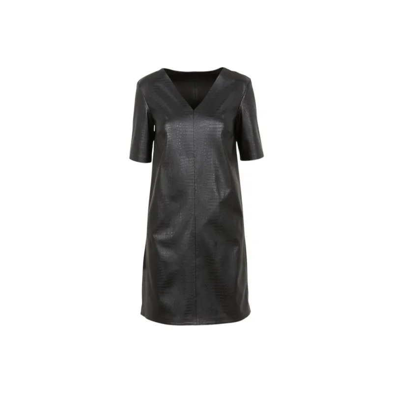 MaxMara Eliot Collection Crocodile-Print Dress Short-Sleeved Dresses Women's Black-0