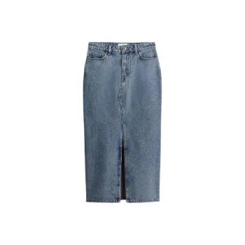 H&M Denim Long Skirts Women's Denim Blue