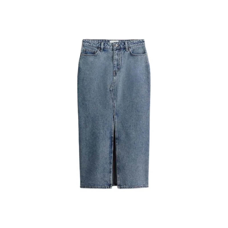 H&M Denim Long Skirts Women's Denim Blue-0
