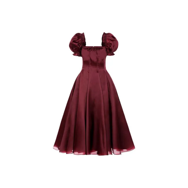 Selkie Short Sleeved Dresses Women's Burgundy-0