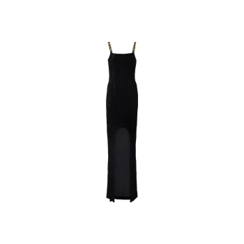BALMAIN Chain Strap Velvet Maxi Dress