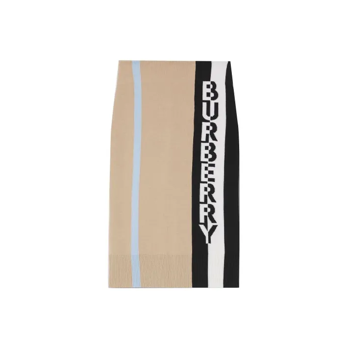 Burberry Leather Long Skirts Women's Beige-0