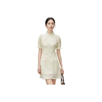 SENTUBILA Short-Sleeved Dresses Women's Pear Blossom Beige