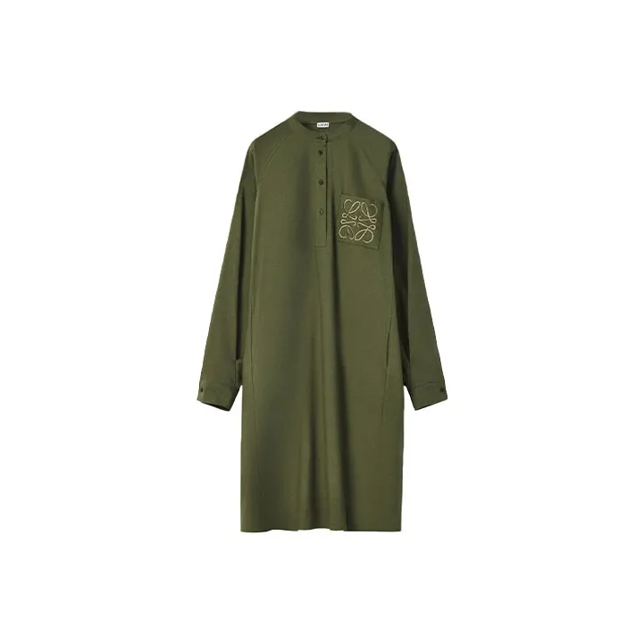 LOEWE Anagram Long Sleeved Dresses Women's Green-0